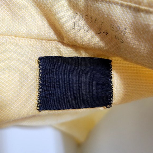 Vintage 60s 70s Mens 15.5/34 Yellow Knit Polyester Button Up Long Sleeve Shirt - Picture 6 of 6